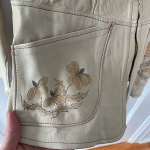 Vintage Leather jacket with flower detail